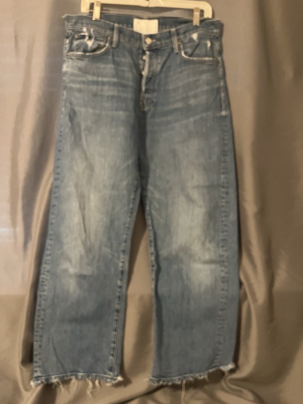 MOTHER The Ditcher Crop Chew Jeans Broken Record Wash Size 29 Women